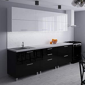 Кухонный гарнитур PS Blum (High Gloss) 2.4 m White/Black
