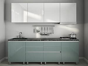 Кухонный гарнитур PS Gola-2 2.4 m High Gloss Green+Grey