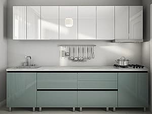 Кухонный гарнитур PS Gola-4 2.8 m High Gloss Green+Grey