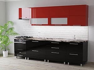 Кухонный гарнитур PS Blum (High Gloss) 2.8 m Red/Black