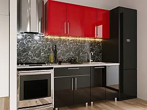 Set bucatarie PS Mini (High Gloss) 1.6 m Red/Black