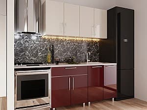 Кухонный гарнитур PS Мини (High Gloss) 1.6m Bianco/Bordo